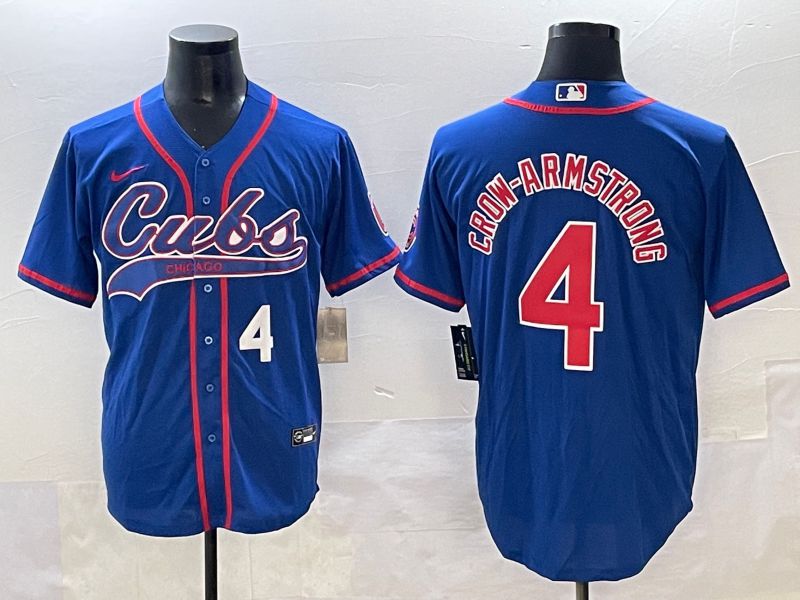 Men 2025 Chicago Cubs #4 Crow-Armstrong Blue Joint Name Nike MLB Jersey style 2->customized nba jersey->Custom Jersey